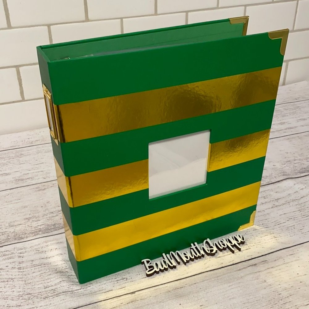 The Paper Studio Gold Green Stripes Scrapbook Notebook Binder